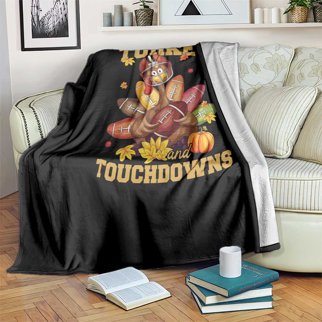 Funny Turkey And Touchdowns Throw Blanket Thanksgiving American Football Fall Season - Wonder Print Shop