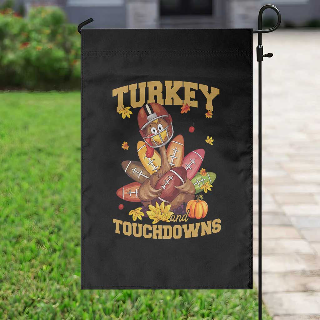 Funny Turkey And Touchdowns Garden Flag Thanksgiving American Football Fall Season - Wonder Print Shop