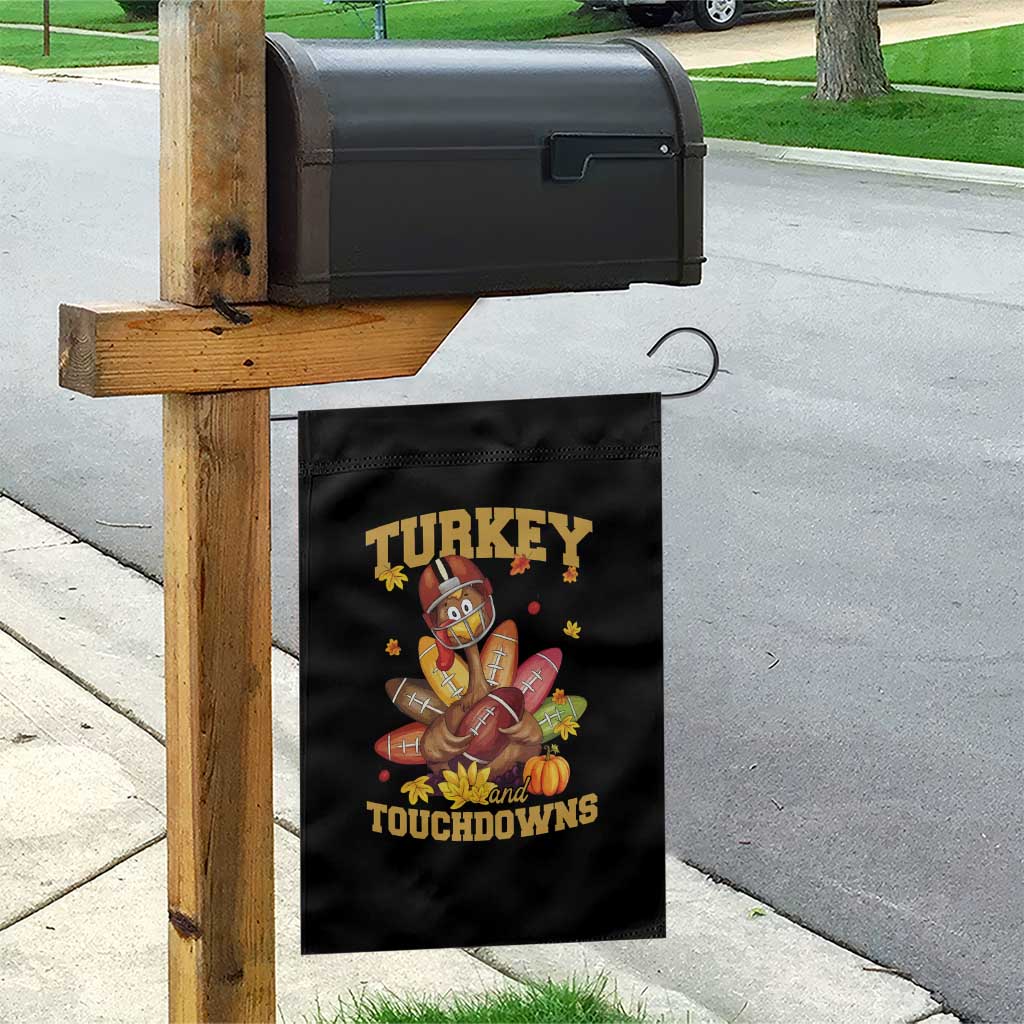 Funny Turkey And Touchdowns Garden Flag Thanksgiving American Football Fall Season - Wonder Print Shop