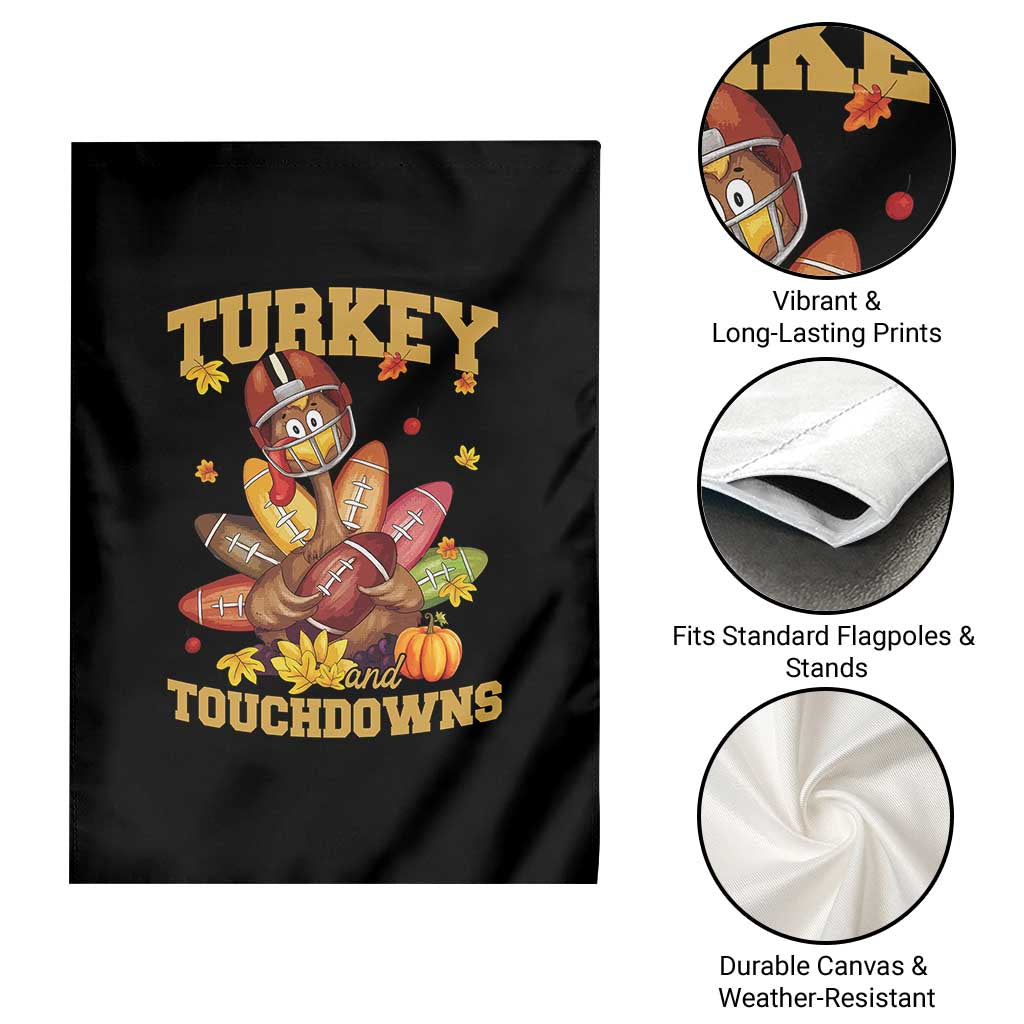 Funny Turkey And Touchdowns Garden Flag Thanksgiving American Football Fall Season - Wonder Print Shop