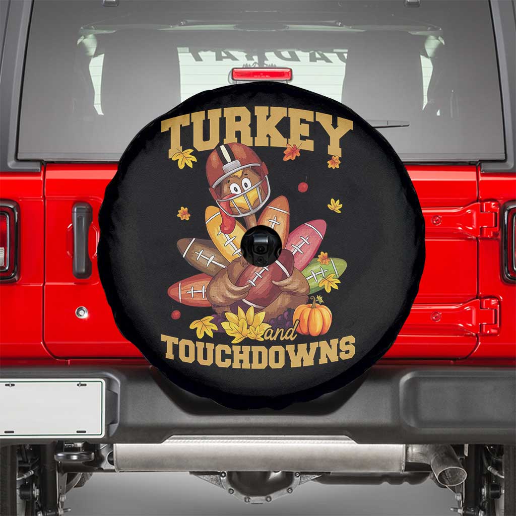 Funny Turkey And Touchdowns Spare Tire Cover Thanksgiving American Football Fall Season - Wonder Print Shop
