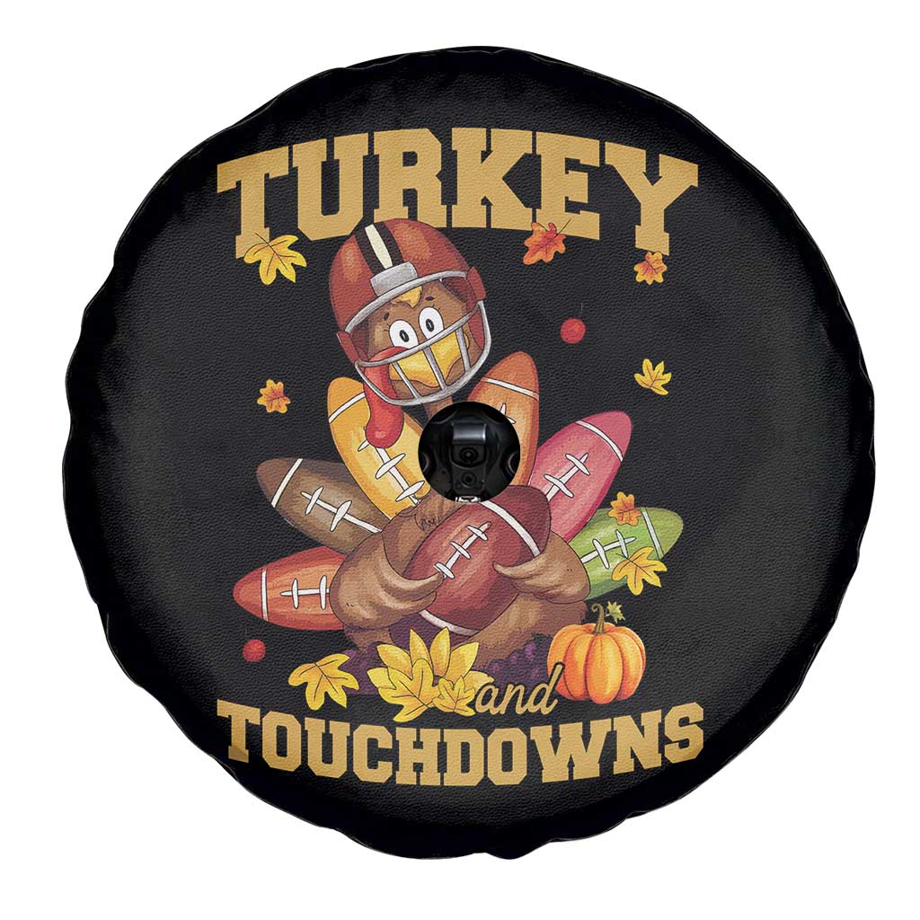Funny Turkey And Touchdowns Spare Tire Cover Thanksgiving American Football Fall Season - Wonder Print Shop