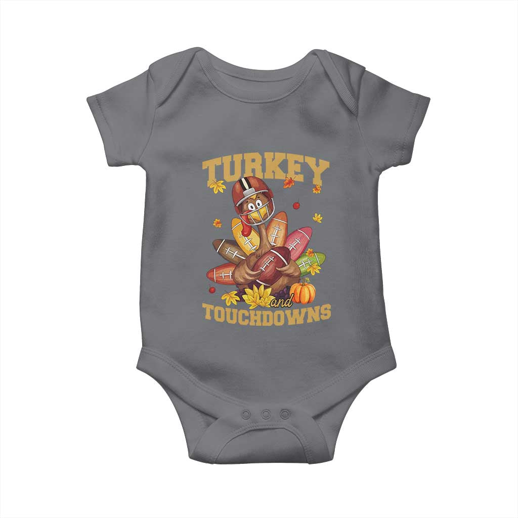 Funny Turkey And Touchdowns Baby Onesie Thanksgiving American Football Fall Season - Wonder Print Shop