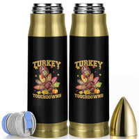 Funny Turkey And Touchdowns Bullet Tumbler Thanksgiving American Football Fall Season - Wonder Print Shop