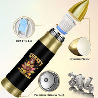 Funny Turkey And Touchdowns Bullet Tumbler Thanksgiving American Football Fall Season - Wonder Print Shop