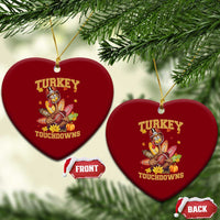 Funny Turkey And Touchdowns Ceramic Ornament Thanksgiving American Football Fall Season - Wonder Print Shop