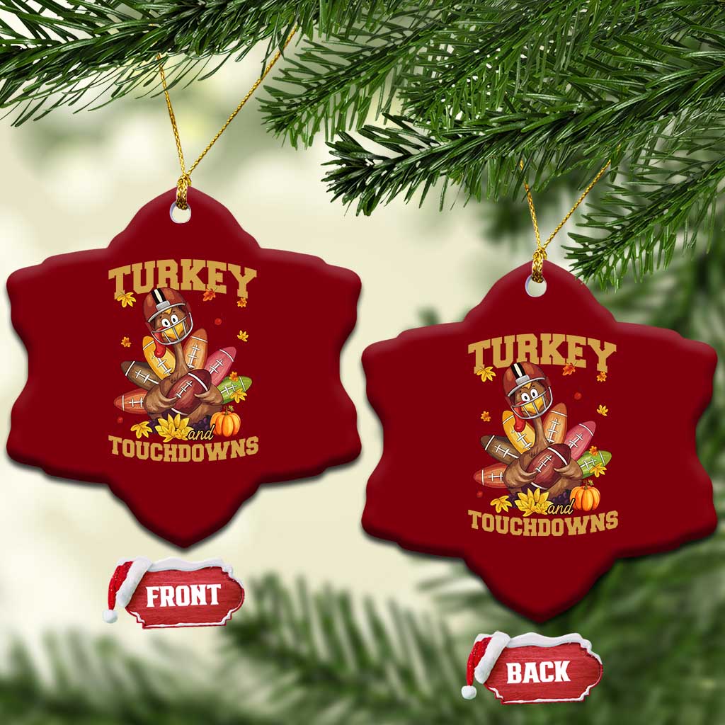 Funny Turkey And Touchdowns Ceramic Ornament Thanksgiving American Football Fall Season - Wonder Print Shop