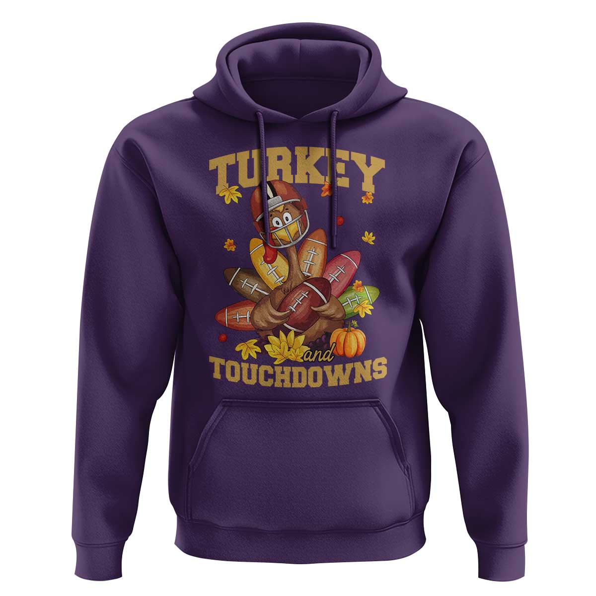 Funny Turkey And Touchdowns Hoodie Thanksgiving American Football Fall Season - Wonder Print Shop
