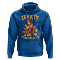 Funny Turkey And Touchdowns Hoodie Thanksgiving American Football Fall Season - Wonder Print Shop