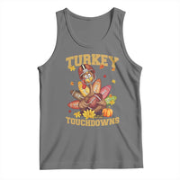 Funny Turkey And Touchdowns Tank Top Thanksgiving American Football Fall Season - Wonder Print Shop
