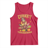Funny Turkey And Touchdowns Tank Top Thanksgiving American Football Fall Season - Wonder Print Shop