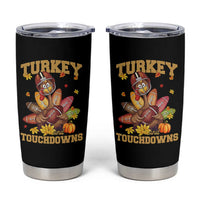 Funny Turkey And Touchdowns Tumbler Cup Thanksgiving American Football Fall Season - Wonder Print Shop