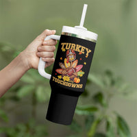 Funny Turkey And Touchdowns Tumbler With Handle Thanksgiving American Football Fall Season - Wonder Print Shop