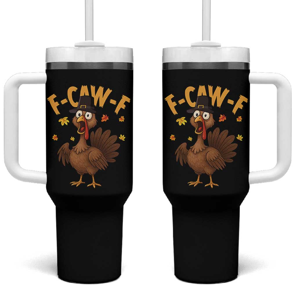 Funny F Caw F Thanksgiving Turkey Tumbler With Handle Poultry Humor - Wonder Print Shop