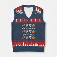 Funny Thanksgiving Thankful Friends Giving Party V-Neck Knit Sweater Vest - Wonder Print Shop