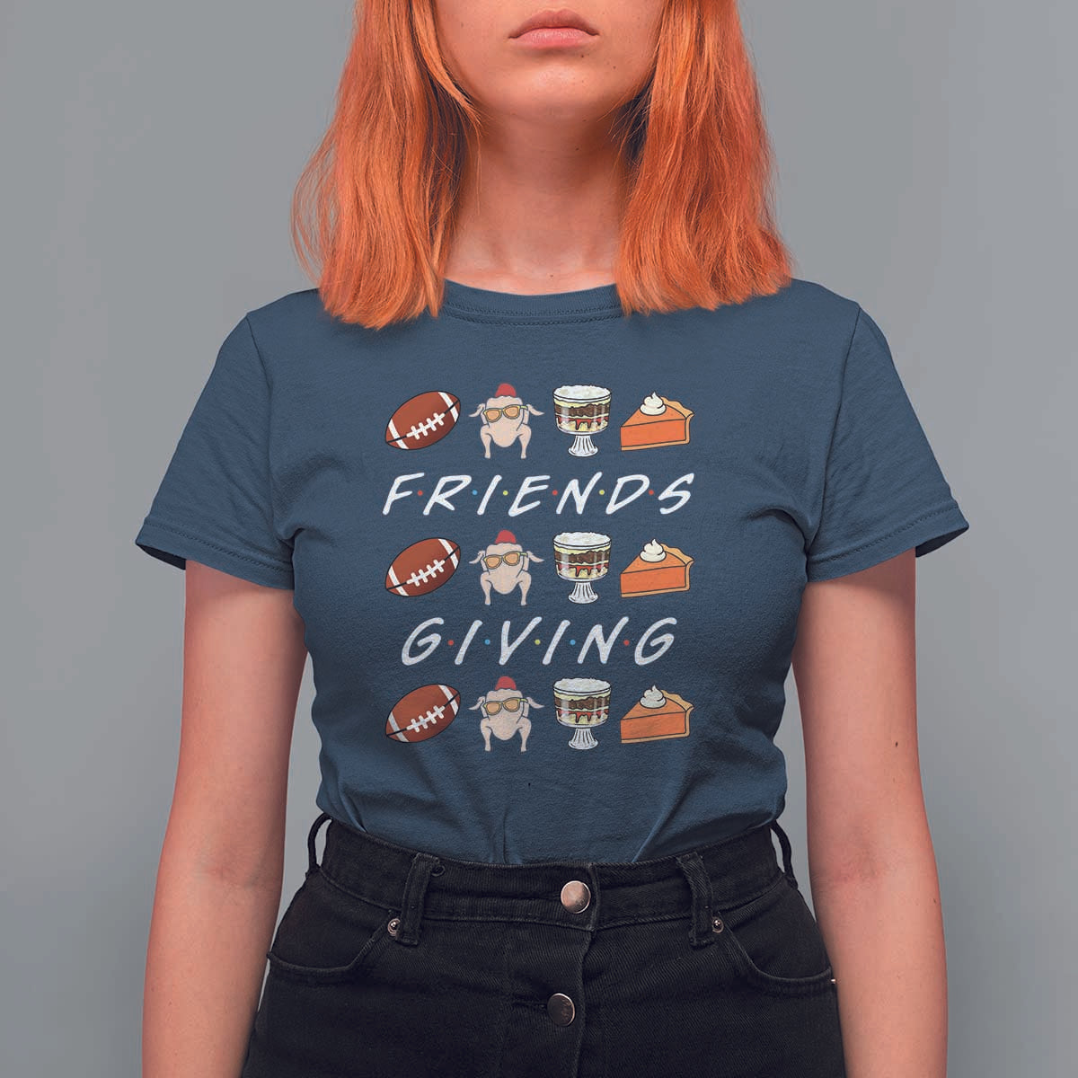 Funny Thanksgiving Thankful Friends Giving Party T Shirt For Women - Wonder Print Shop