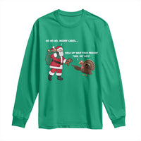 Funny Thanksgiving Christmas Long Sleeve Shirt Wait Your Turn Fat Boy Santa Turkey Thanksmas - Wonder Print Shop