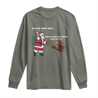 Funny Thanksgiving Christmas Long Sleeve Shirt Wait Your Turn Fat Boy Santa Turkey Thanksmas - Wonder Print Shop
