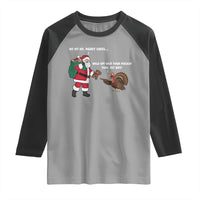 Funny Thanksgiving Christmas Raglan Shirt Wait Your Turn Fat Boy Santa Turkey Thanksmas - Wonder Print Shop