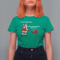 Funny Thanksgiving Christmas T Shirt For Women Wait Your Turn Fat Boy Santa Turkey Thanksmas - Wonder Print Shop