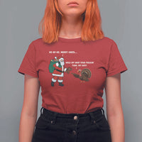 Funny Thanksgiving Christmas T Shirt For Women Wait Your Turn Fat Boy Santa Turkey Thanksmas - Wonder Print Shop