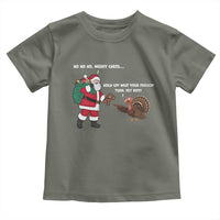 Funny Thanksgiving Christmas Toddler T Shirt Wait Your Turn Fat Boy Santa Turkey Thanksmas - Wonder Print Shop