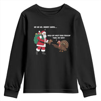 Funny Thanksgiving Christmas Youth Sweatshirt Wait Your Turn Fat Boy Santa Turkey Thanksmas - Wonder Print Shop