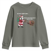Funny Thanksgiving Christmas Youth Sweatshirt Wait Your Turn Fat Boy Santa Turkey Thanksmas - Wonder Print Shop