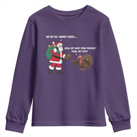 Funny Thanksgiving Christmas Youth Sweatshirt Wait Your Turn Fat Boy Santa Turkey Thanksmas - Wonder Print Shop