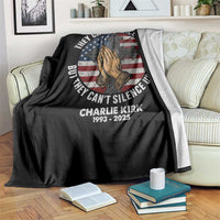 Charlie Kirk Memorial Throw Blanket They Can Silence One But They Cant Silence Us All - Wonder Print Shop