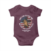 Charlie Kirk Memorial Baby Onesie They Can Silence One But They Cant Silence Us All - Wonder Print Shop