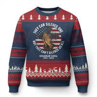 Charlie Kirk Memorial Ugly Christmas Sweater They Can Silence One But They Cant Silence Us All - Wonder Print Shop