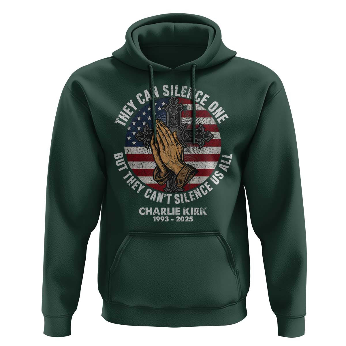 Charlie Kirk Memorial Hoodie They Can Silence One But They Cant Silence Us All - Wonder Print Shop