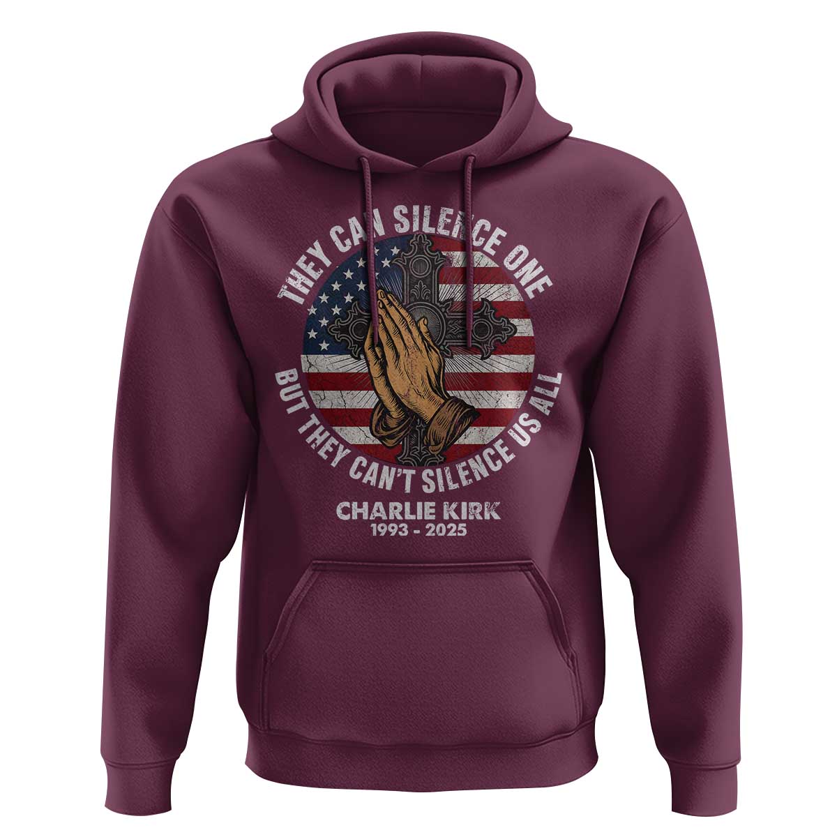 Charlie Kirk Memorial Hoodie They Can Silence One But They Cant Silence Us All - Wonder Print Shop