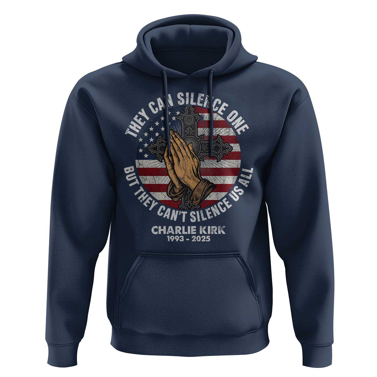 Charlie Kirk Memorial Hoodie They Can Silence One But They Cant Silence Us All - Wonder Print Shop