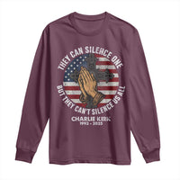 Charlie Kirk Memorial Long Sleeve Shirt They Can Silence One But They Cant Silence Us All - Wonder Print Shop
