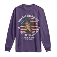 Charlie Kirk Memorial Long Sleeve Shirt They Can Silence One But They Cant Silence Us All - Wonder Print Shop