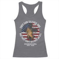 Charlie Kirk Memorial Racerback Tank Top They Can Silence One But They Cant Silence Us All - Wonder Print Shop
