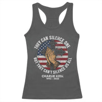 Charlie Kirk Memorial Racerback Tank Top They Can Silence One But They Cant Silence Us All - Wonder Print Shop