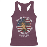 Charlie Kirk Memorial Racerback Tank Top They Can Silence One But They Cant Silence Us All - Wonder Print Shop