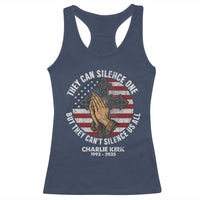 Charlie Kirk Memorial Racerback Tank Top They Can Silence One But They Cant Silence Us All - Wonder Print Shop