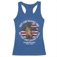 Charlie Kirk Memorial Racerback Tank Top They Can Silence One But They Cant Silence Us All - Wonder Print Shop
