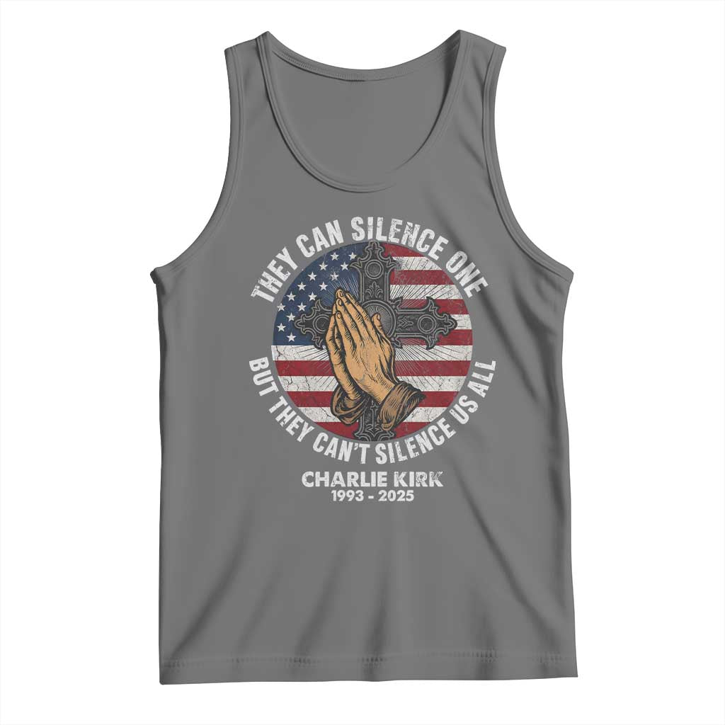 Charlie Kirk Memorial Tank Top They Can Silence One But They Cant Silence Us All - Wonder Print Shop