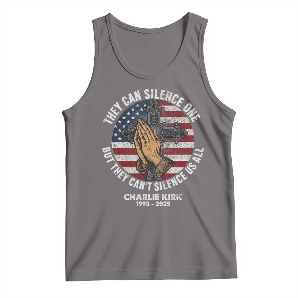 Charlie Kirk Memorial Tank Top They Can Silence One But They Cant Silence Us All - Wonder Print Shop