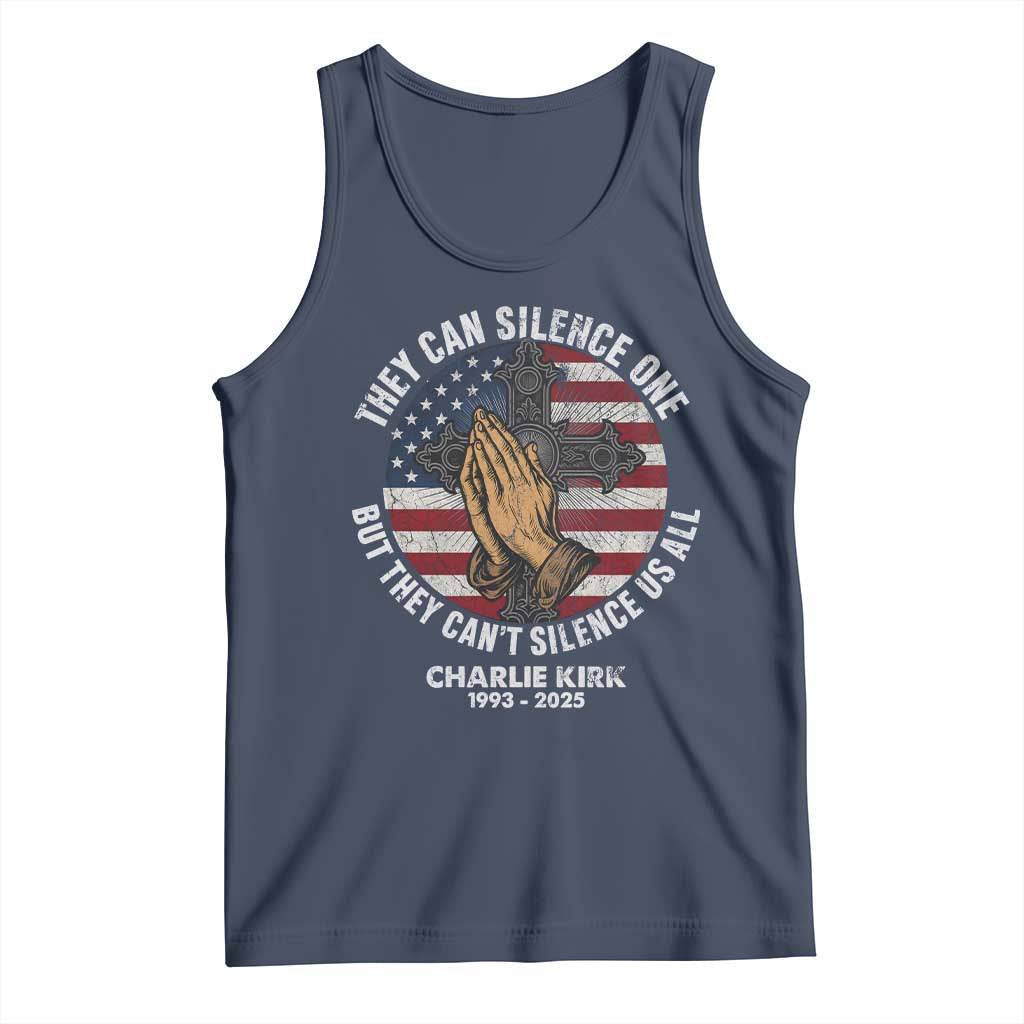 Charlie Kirk Memorial Tank Top They Can Silence One But They Cant Silence Us All - Wonder Print Shop