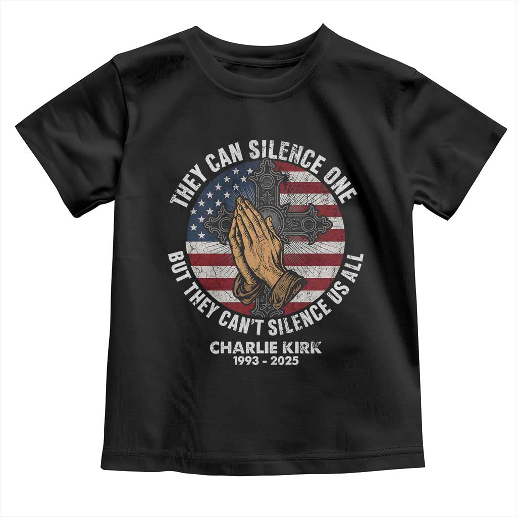 Charlie Kirk Memorial Toddler T Shirt They Can Silence One But They Cant Silence Us All - Wonder Print Shop
