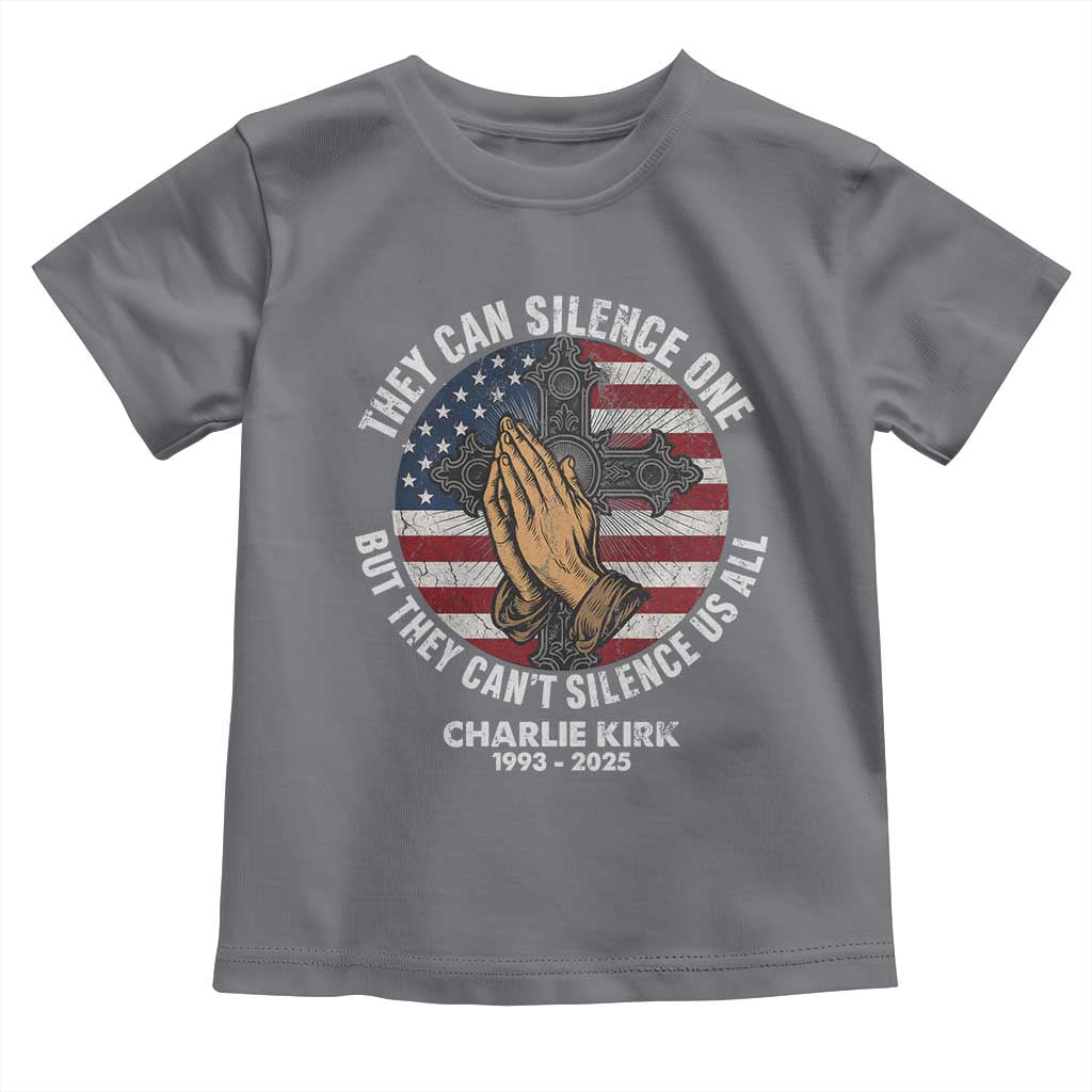 Charlie Kirk Memorial Toddler T Shirt They Can Silence One But They Cant Silence Us All - Wonder Print Shop