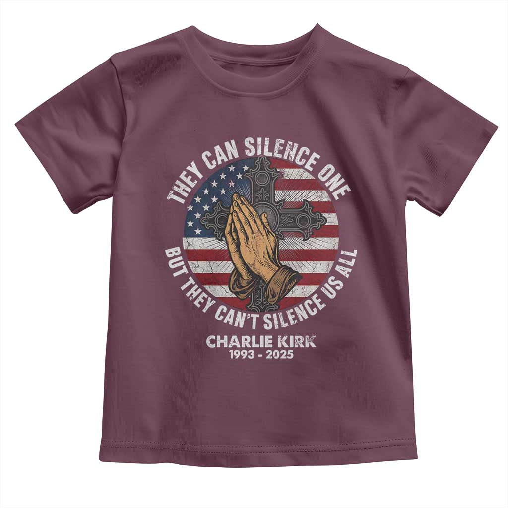 Charlie Kirk Memorial Toddler T Shirt They Can Silence One But They Cant Silence Us All - Wonder Print Shop