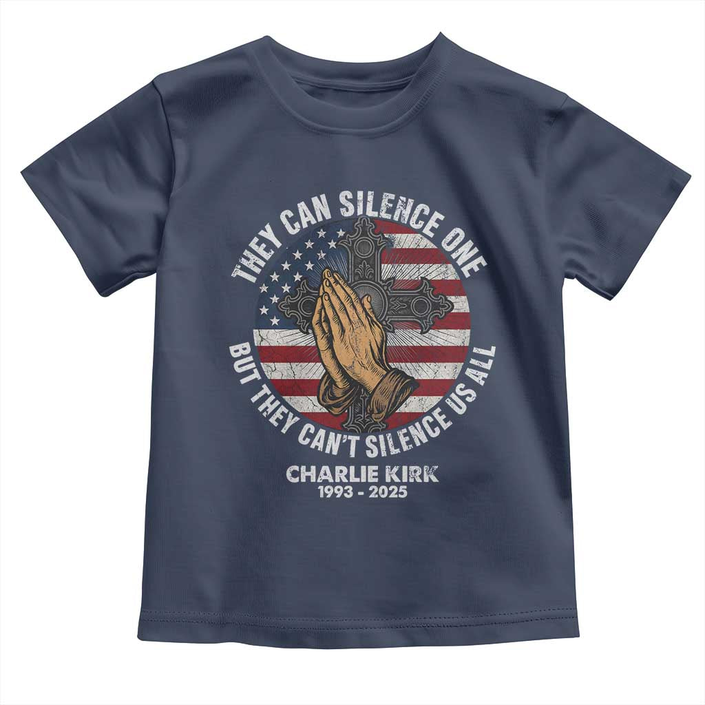 Charlie Kirk Memorial Toddler T Shirt They Can Silence One But They Cant Silence Us All - Wonder Print Shop