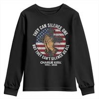 Charlie Kirk Memorial Youth Sweatshirt They Can Silence One But They Cant Silence Us All - Wonder Print Shop